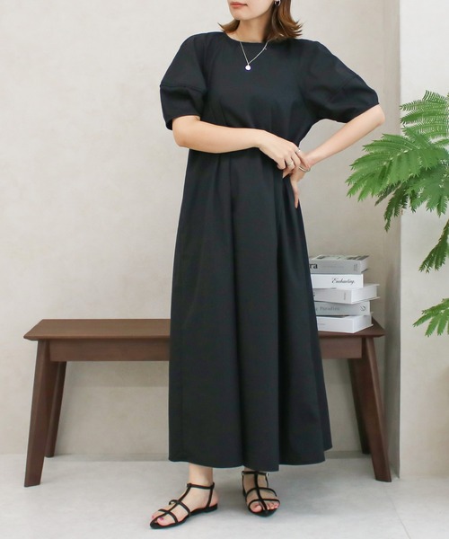 Social GIRL（ソーシャルガール）の「ランタン袖ラグランワンピース（ワンピース・レディース・ブラック系その他/ブルー/イエロー/ベージュ/ホワイト系その他/オフホワイト/ブラック・M）」の4枚目の写真