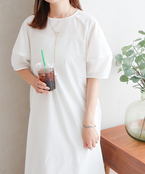 Social GIRL（ソーシャルガール）の「ランタン袖ラグランワンピース（ワンピース・レディース・ブラック系その他/ブルー/イエロー/ベージュ/ホワイト系その他/オフホワイト/ブラック・M）」の18枚目の写真