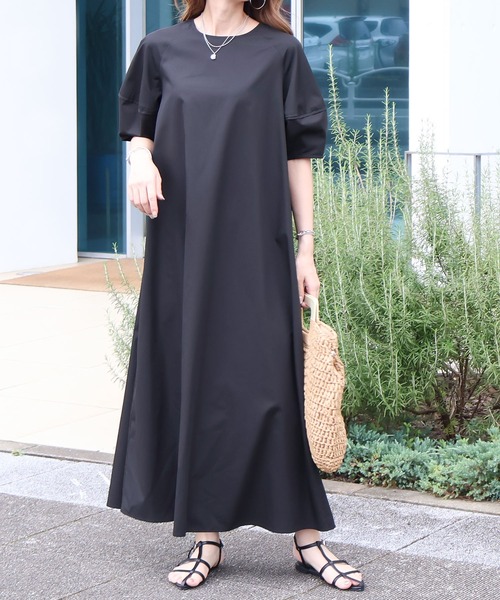 Social GIRL（ソーシャルガール）の「ランタン袖ラグランワンピース（ワンピース・レディース・ブラック系その他/ブルー/イエロー/ベージュ/ホワイト系その他/オフホワイト/ブラック・M）」の9枚目の写真