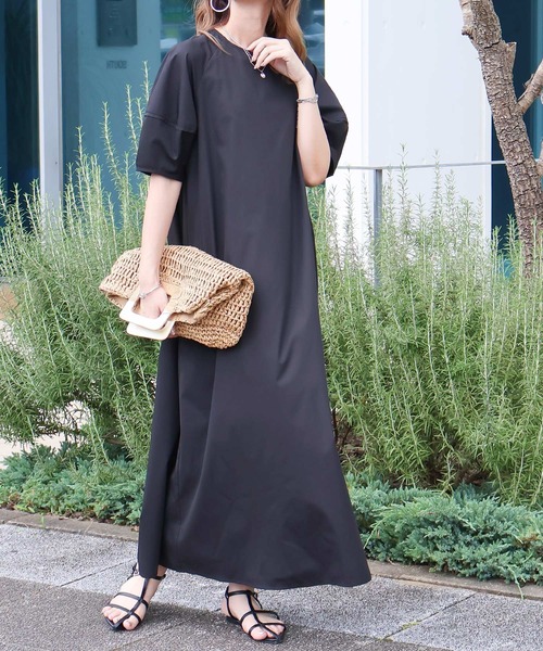 Social GIRL（ソーシャルガール）の「ランタン袖ラグランワンピース（ワンピース・レディース・ブラック系その他/ブルー/イエロー/ベージュ/ホワイト系その他/オフホワイト/ブラック・M）」の12枚目の写真