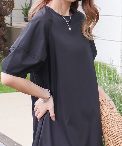 Social GIRL（ソーシャルガール）の「ランタン袖ラグランワンピース（ワンピース・レディース・ブラック系その他/ブルー/イエロー/ベージュ/ホワイト系その他/オフホワイト/ブラック・M）」の11枚目の写真