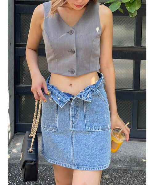 EVRIS（エヴリス）の「ベルテッドショートベスト（シャツ/ブラウス・レディース・グレー/ブラック・FREE）」の10枚目の写真