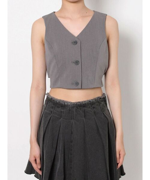 EVRIS（エヴリス）の「ベルテッドショートベスト（シャツ/ブラウス・レディース・グレー/ブラック・FREE）」の18枚目の写真