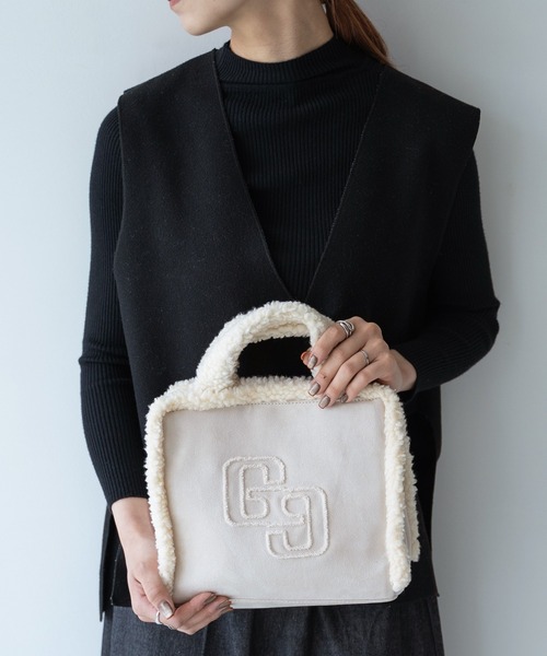 GYDA（ジェイダ）の「GYDA(ジェイダ)2WAYフェイクムートンバッグ / ショルダーバッグ GY-B151（トートバッグ・レディース・ブラウン/ベージュ/ブラック・FREE）」の5枚目の写真