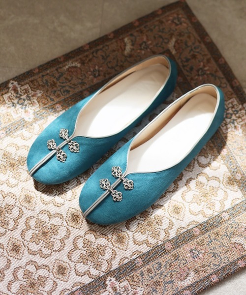 チャイナシューズ 美品 刺繍・バレエシューズ ブラック・チャイナ