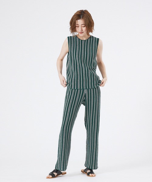 abahouse mavie(アバハウスマヴィ)の「ストライプニットパンツ(その他パンツ・レディース・グリーン/チャコールグレー・フリー)」の4枚目の写真