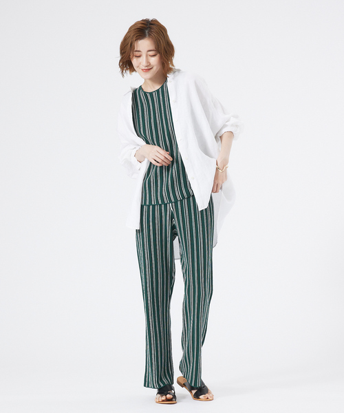 abahouse mavie(アバハウスマヴィ)の「ストライプニットパンツ(その他パンツ・レディース・グリーン/チャコールグレー・フリー)」の8枚目の写真