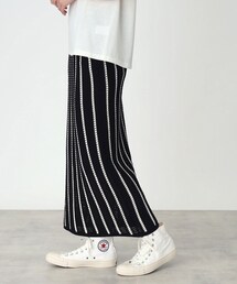 ◆【SETUP可】メッシュストライプニットナロースカート