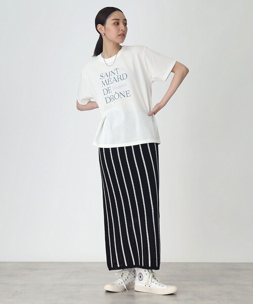 THE SHOP TK （ザ ショップ ティーケー ）の「◆【SETUP可】メッシュストライプニットナロースカート（スカート・レディース・ブラック系2/ホワイト系その他3・99）」の5枚目の写真