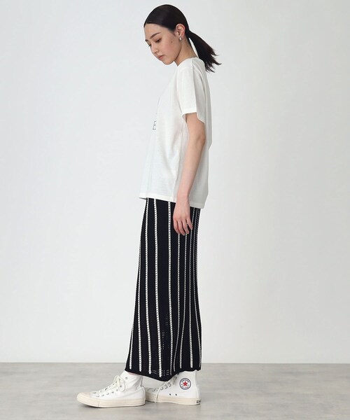 THE SHOP TK （ザ ショップ ティーケー ）の「◆【SETUP可】メッシュストライプニットナロースカート（スカート・レディース・ブラック系2/ホワイト系その他3・99）」の6枚目の写真