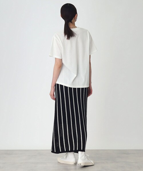 THE SHOP TK （ザ ショップ ティーケー ）の「◆【SETUP可】メッシュストライプニットナロースカート（スカート・レディース・ブラック系2/ホワイト系その他3・99）」の7枚目の写真