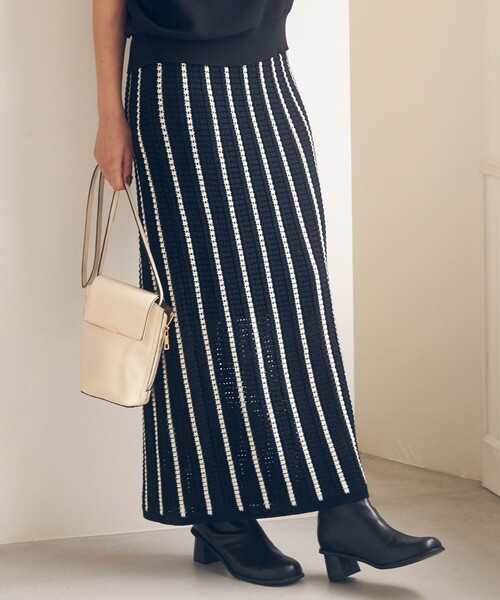 THE SHOP TK （ザ ショップ ティーケー ）の「◆【SETUP可】メッシュストライプニットナロースカート（スカート・レディース・ブラック系2/ホワイト系その他3・99）」の19枚目の写真