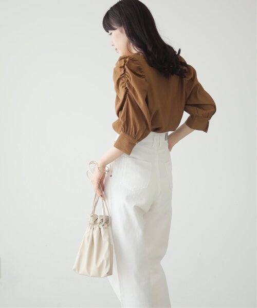 スクエアネックパワショルブラウス