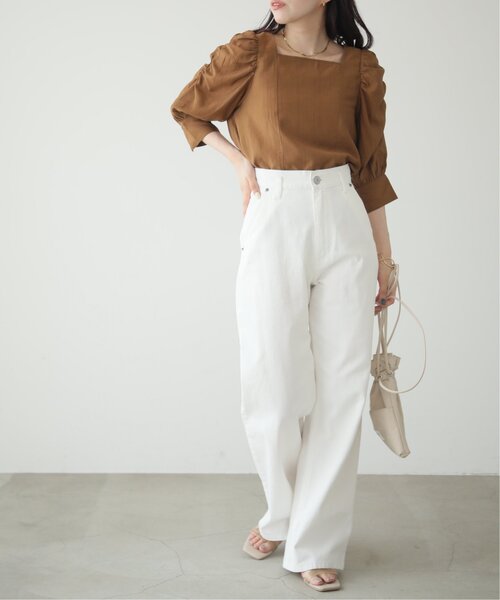 スクエアネックパワショルブラウス