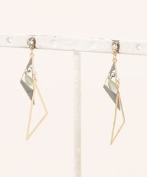 GGD SELECT（ジージーディー　セレクト）の「三角エポパーツに三角パーツぶら下がりピアス グリーン[ACCACC]（ピアス（両耳用））」