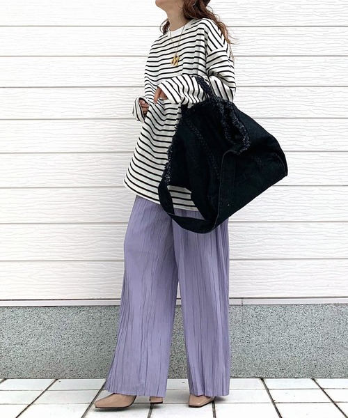 Q（キュー）の「ランダムプリーツパンツ（その他パンツ・レディース・ラベンダー/ベージュ・MEDIUM）」の13枚目の写真