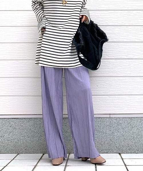 Q（キュー）の「ランダムプリーツパンツ（その他パンツ・レディース・ラベンダー/ベージュ・MEDIUM）」の22枚目の写真