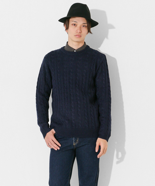 SENSE OF PLACE by URBAN RESEARCH(センスオブプレイスバイアーバンリサーチ)の「ケーブルセーター(ニット/セーター・メンズ・ネイビー/グレー/ホワイト/バーガンディー・LARGE/MEDIUM)」の3枚目の写真