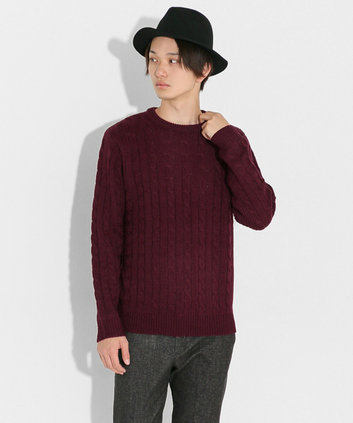 SENSE OF PLACE by URBAN RESEARCH(センスオブプレイスバイアーバンリサーチ)の「ケーブルセーター(ニット/セーター・メンズ・ネイビー/グレー/ホワイト/バーガンディー・LARGE/MEDIUM)」の4枚目の写真