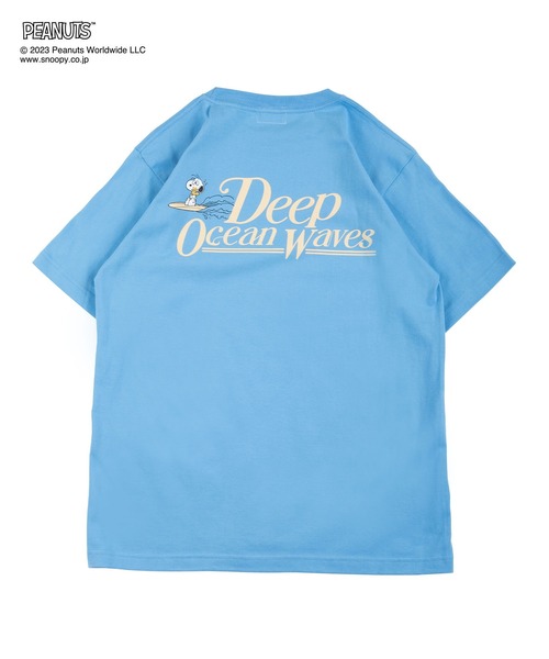 #Re:room(リルーム)の「#Re:room PEANUTS DEEP OCEAN WAVES Tシャツ(Tシャツ/カットソー・メンズ・ブルー/ホワイト・M-L/L-XL/S-M)」の1枚目の写真