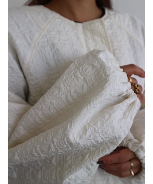 TRUNC（トランクエイティーエイト）の「Jacquard No Collar Jacket（ブルゾン・レディース・アイボリー/ブラック・FREE）」の6枚目の写真