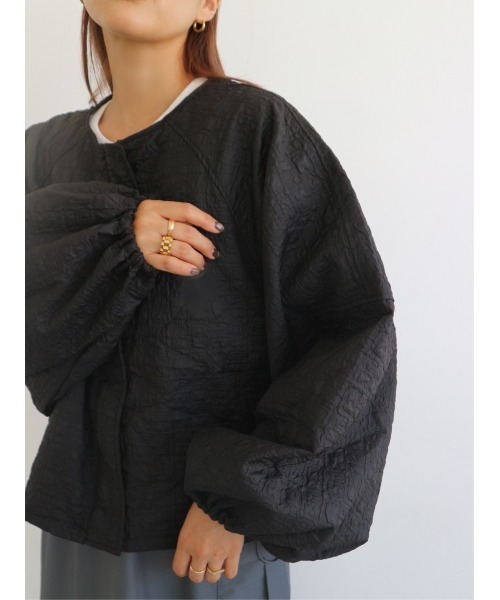 TRUNC（トランクエイティーエイト）の「Jacquard No Collar Jacket（ブルゾン・レディース・アイボリー/ブラック・FREE）」の9枚目の写真