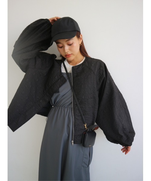 TRUNC（トランクエイティーエイト）の「Jacquard No Collar Jacket（ブルゾン・レディース・アイボリー/ブラック・FREE）」の13枚目の写真