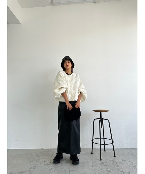 TRUNC（トランクエイティーエイト）の「Jacquard No Collar Jacket（ブルゾン・レディース・アイボリー/ブラック・FREE）」の15枚目の写真