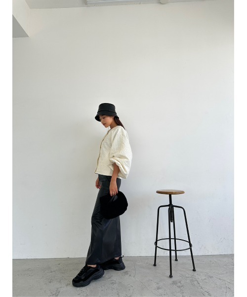 TRUNC（トランクエイティーエイト）の「Jacquard No Collar Jacket（ブルゾン・レディース・アイボリー/ブラック・FREE）」の16枚目の写真