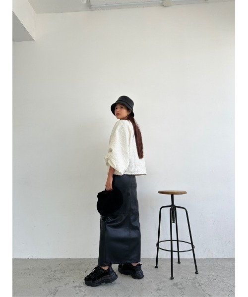 TRUNC（トランクエイティーエイト）の「Jacquard No Collar Jacket（ブルゾン・レディース・アイボリー/ブラック・FREE）」の17枚目の写真