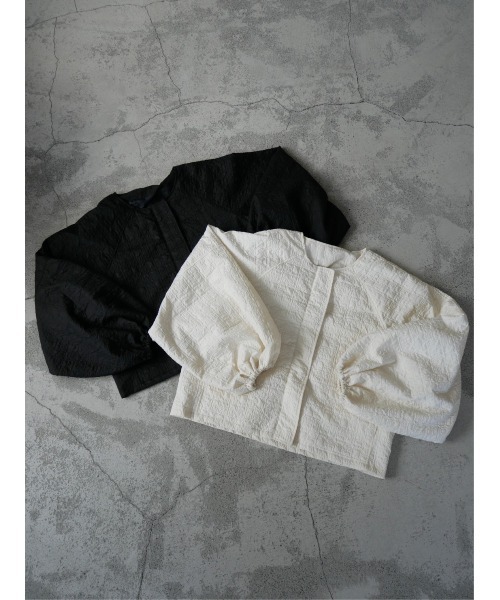 TRUNC（トランクエイティーエイト）の「Jacquard No Collar Jacket（ブルゾン・レディース・アイボリー/ブラック・FREE）」の22枚目の写真