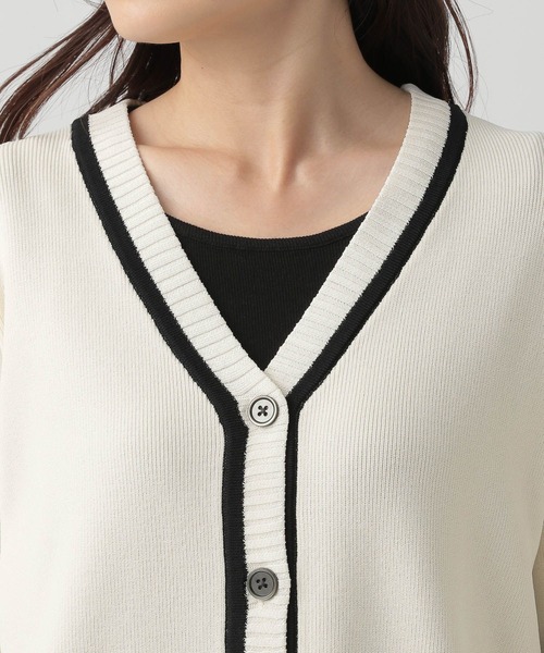 Elura(エルーラ)の「バイカラーカーディガン(カーディガン/ボレロ・レディース・ブラック/ホワイト・LARGE/MEDIUM)」の4枚目の写真