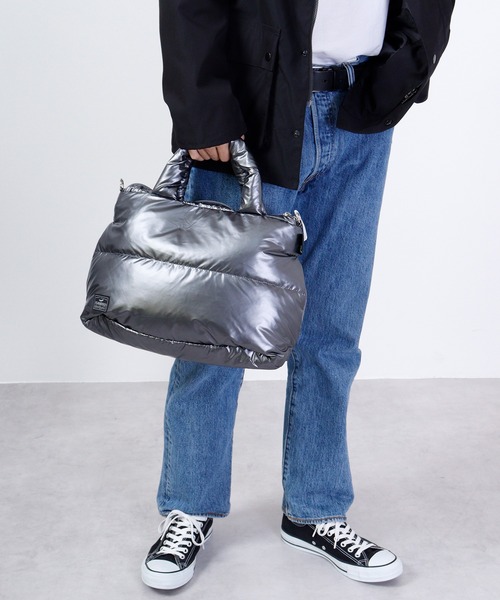 ROOTOTE(ルートート)の「ROOTOTE フェザールー中綿入ミニトートBAG(トートバッグ・メンズ・ブラック/グレー系その他/グレイッシュブルー/グレー系/ネイビー系/オレンジ/マスタード/カーキ系/ゴールド系/パープル系/シルバー系/ダークカーキ・FREE)」の11枚目の写真