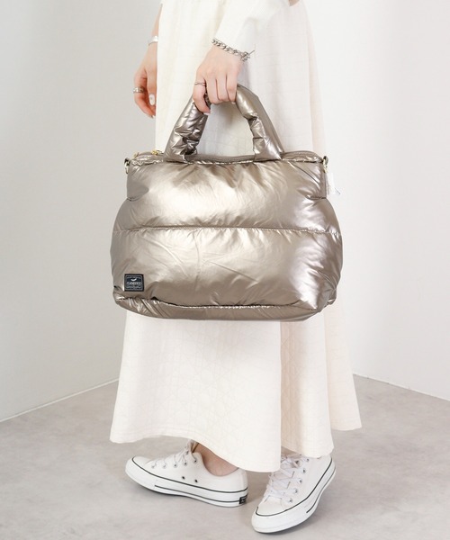 ROOTOTE(ルートート)の「ROOTOTE フェザールー中綿入ミニトートBAG(トートバッグ・メンズ・ブラック/グレー系その他/グレイッシュブルー/グレー系/ネイビー系/オレンジ/マスタード/カーキ系/ゴールド系/パープル系/シルバー系/ダークカーキ・FREE)」の12枚目の写真