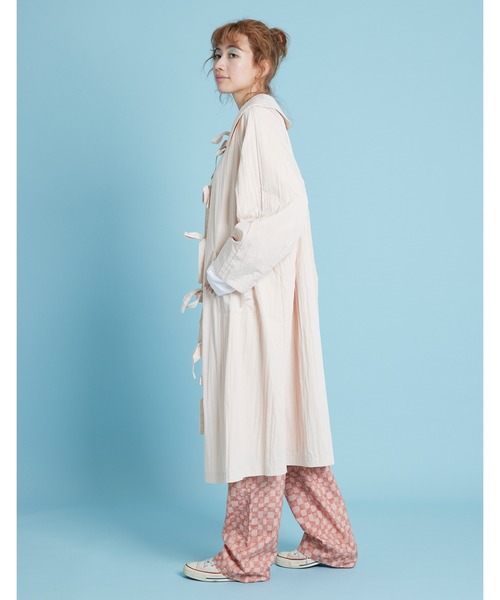 ARCHIVER（アーカイバ）の「【8】【little sunny bite】Nylon long ribbon jacket（ステンカラーコート・レディース・イエロー/ホワイト・SMALL/MEDIUM）」の6枚目の写真