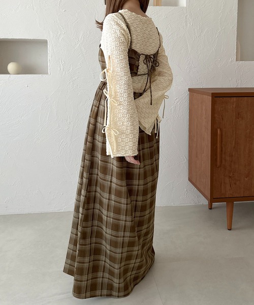 apres jour clair(アプレジュールクレア)の「【apres jour clair】チェック柄フレアキャミワンピース【ZOZOTOWN限定アイテム】(ワンピース・レディース・ブラウン系その他/グレー/ブラック・X-LARGE/フリー)」の7枚目の写真