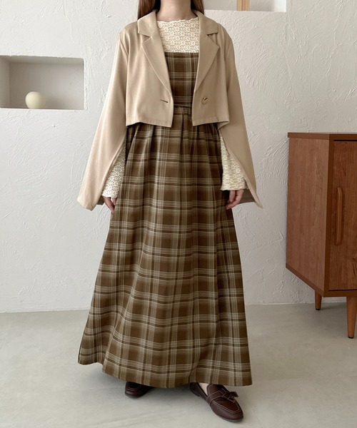 apres jour clair（アプレジュールクレア）の「【apres jour clair】チェック柄フレアキャミワンピース【ZOZOＴＯＷＮ限定アイテム】（ワンピース・レディース・ブラウン系その他/グレー/ブラック・X-LARGE/フリー）」の9枚目の写真