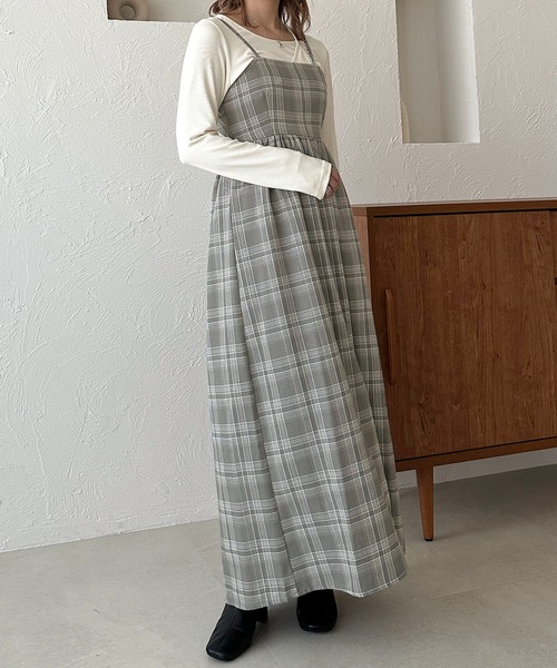 apres jour clair（アプレジュールクレア）の「【apres jour clair】チェック柄フレアキャミワンピース【ZOZOＴＯＷＮ限定アイテム】（ワンピース・レディース・ブラウン系その他/グレー/ブラック・X-LARGE/フリー）」の13枚目の写真