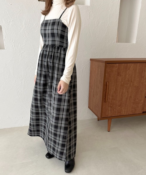 apres jour clair(アプレジュールクレア)の「【apres jour clair】チェック柄フレアキャミワンピース【ZOZOTOWN限定アイテム】(ワンピース・レディース・ブラウン系その他/グレー/ブラック・X-LARGE/フリー)」の22枚目の写真