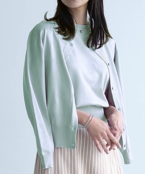 aquagarage（アクアガレージ）の「ニットアンサンブル（カーディガン/ボレロ・レディース・グリーン/ピンク/ボルドー/ブラウン/ライトパープル/ネイビー/アイボリー/ライトブルー/ベージュ/ブラック/イエロー/ホワイト/グレー・L/M）」の8枚目の写真