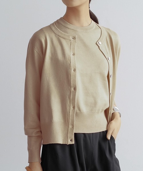 aquagarage（アクアガレージ）の「ニットアンサンブル（カーディガン/ボレロ・レディース・グリーン/ピンク/ボルドー/ブラウン/ライトパープル/ネイビー/アイボリー/ライトブルー/ベージュ/ブラック/イエロー/ホワイト/グレー・L/M）」の6枚目の写真