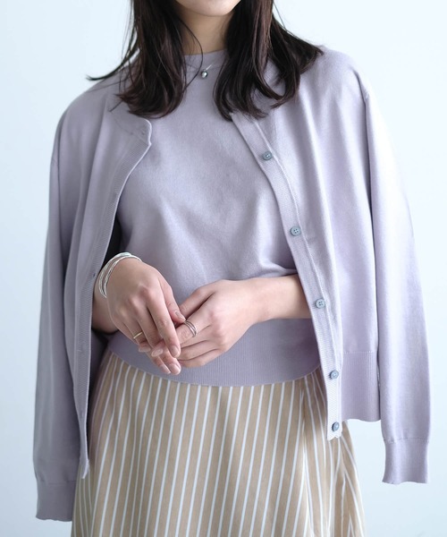 aquagarage（アクアガレージ）の「ニットアンサンブル（カーディガン/ボレロ・レディース・グリーン/ピンク/ボルドー/ブラウン/ライトパープル/ネイビー/アイボリー/ライトブルー/ベージュ/ブラック/イエロー/ホワイト/グレー・L/M）」の10枚目の写真