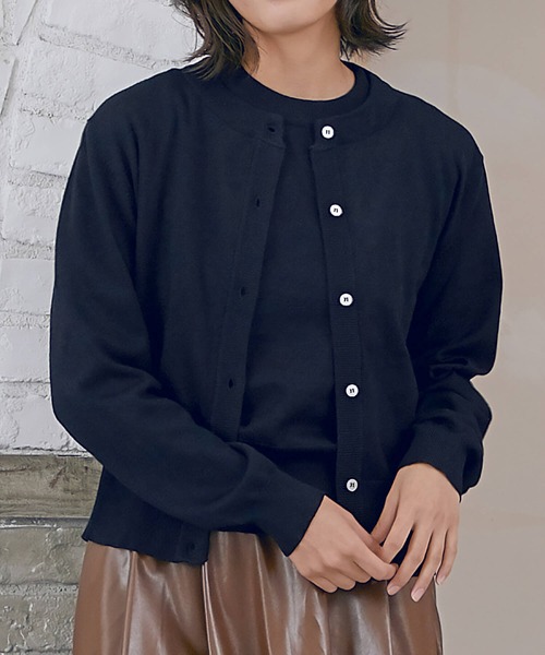 aquagarage（アクアガレージ）の「ニットアンサンブル（カーディガン/ボレロ・レディース・グリーン/ピンク/ボルドー/ブラウン/ライトパープル/ネイビー/アイボリー/ライトブルー/ベージュ/ブラック/イエロー/ホワイト/グレー・L/M）」の9枚目の写真