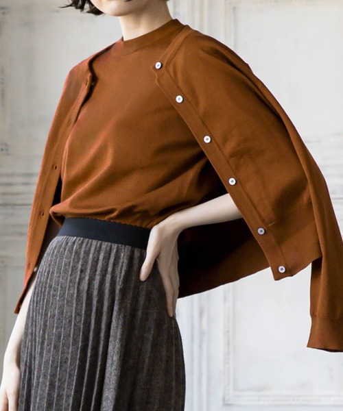 aquagarage（アクアガレージ）の「ニットアンサンブル（カーディガン/ボレロ・レディース・グリーン/ピンク/ボルドー/ブラウン/ライトパープル/ネイビー/アイボリー/ライトブルー/ベージュ/ブラック/イエロー/ホワイト/グレー・L/M）」の5枚目の写真