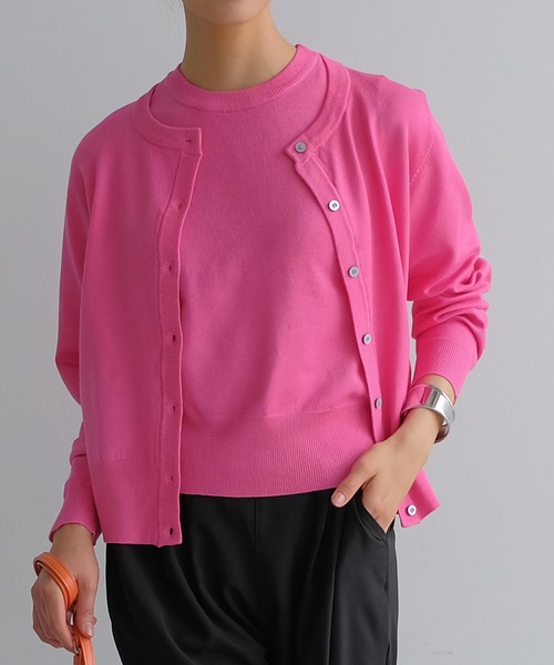 aquagarage（アクアガレージ）の「ニットアンサンブル（カーディガン/ボレロ・レディース・グリーン/ピンク/ボルドー/ブラウン/ライトパープル/ネイビー/アイボリー/ライトブルー/ベージュ/ブラック/イエロー/ホワイト/グレー・L/M）」の12枚目の写真