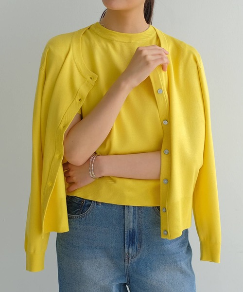 aquagarage（アクアガレージ）の「ニットアンサンブル（カーディガン/ボレロ・レディース・グリーン/ピンク/ボルドー/ブラウン/ライトパープル/ネイビー/アイボリー/ライトブルー/ベージュ/ブラック/イエロー/ホワイト/グレー・L/M）」の11枚目の写真