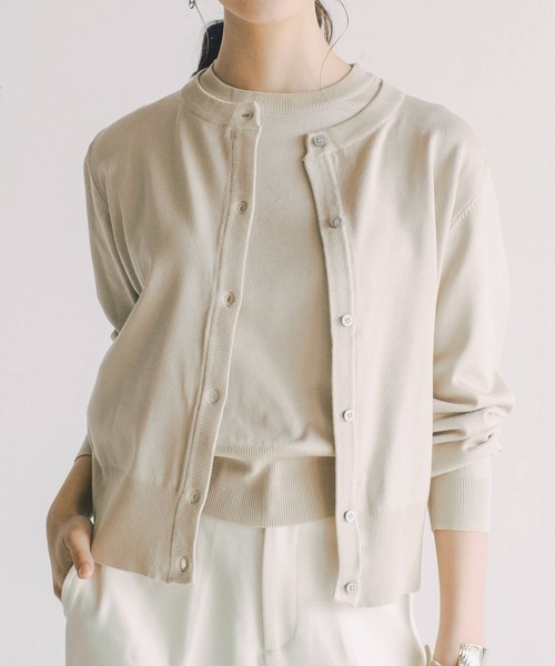 aquagarage（アクアガレージ）の「ニットアンサンブル（カーディガン/ボレロ・レディース・グリーン/ピンク/ボルドー/ブラウン/ライトパープル/ネイビー/アイボリー/ライトブルー/ベージュ/ブラック/イエロー/ホワイト/グレー・L/M）」の2枚目の写真