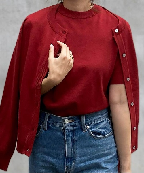 aquagarage（アクアガレージ）の「ニットアンサンブル（カーディガン/ボレロ・レディース・グリーン/ピンク/ボルドー/ブラウン/ライトパープル/ネイビー/アイボリー/ライトブルー/ベージュ/ブラック/イエロー/ホワイト/グレー・L/M）」の13枚目の写真