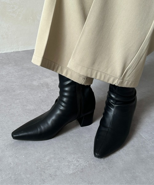 ポインテッドストレッチショートブーツ（ブーツ）｜Thevon
