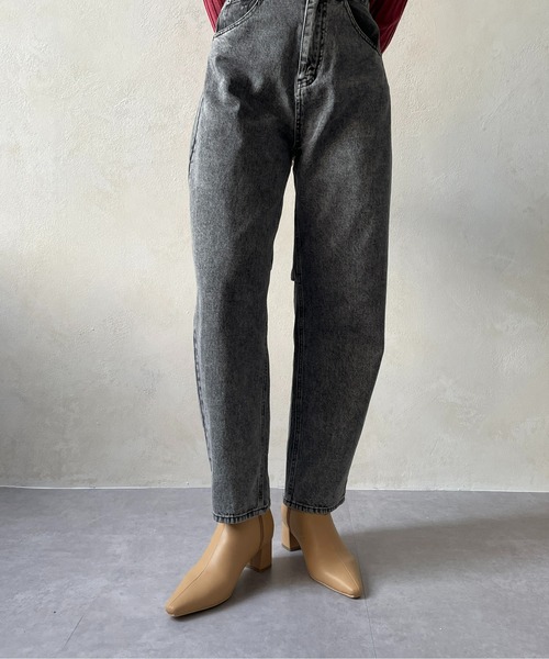 Thevon（ゼボン）の「ポインテッドストレッチショートブーツ（ブーツ・レディース・ブラック/アイボリー/ベージュ・L/S/M）」の7枚目の写真